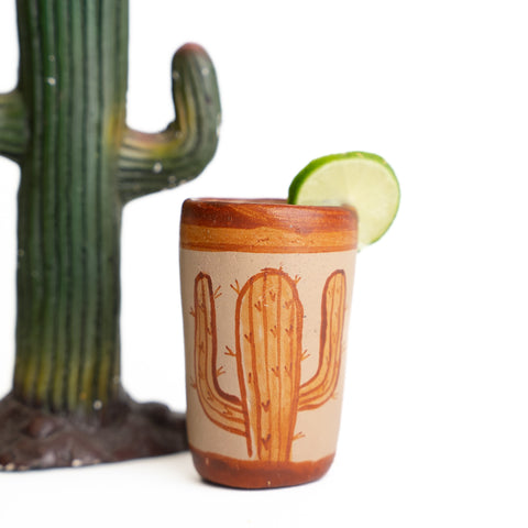 Terracotta Shot Glasses - Set of 4 - 2 Oz (Mexican Icons) - MEXTEQUIL: MEXICRAFT IMPORTS LLC