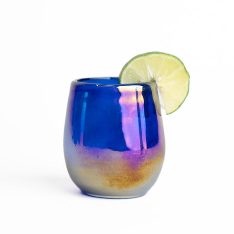 Hand Blown Shot Glasses - Set of 4 - 2 Oz (Barrel Cobalt) - MEXTEQUIL: MEXICRAFT IMPORTS LLC