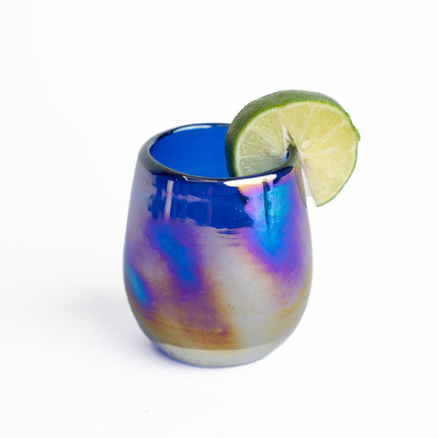 Hand Blown Shot Glasses - Set of 4 - 2 Oz (Barrel Cobalt) - MEXTEQUIL: MEXICRAFT IMPORTS LLC