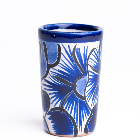 Talavera Set of 2 Shot Glasses, Salt & Tray - 2 Oz (Blue) - MEXTEQUIL: MEXICRAFT IMPORTS LLC