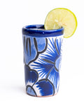 Talavera Set of 2 Shot Glasses, Salt & Tray - 2 Oz (Blue) - MEXTEQUIL: MEXICRAFT IMPORTS LLC