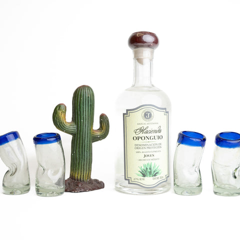 Hand Blown Shot Glasses - Set of 4 - 2 Oz (Bent) - MEXTEQUIL: MEXICRAFT IMPORTS LLC