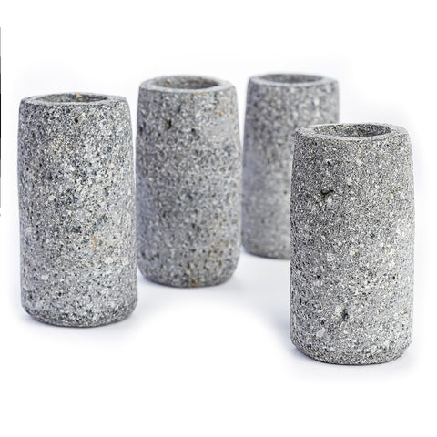 Volcanic Basalt Stone Shot Glasses – Round | Set of 4 | 2 oz - MEXTEQUIL