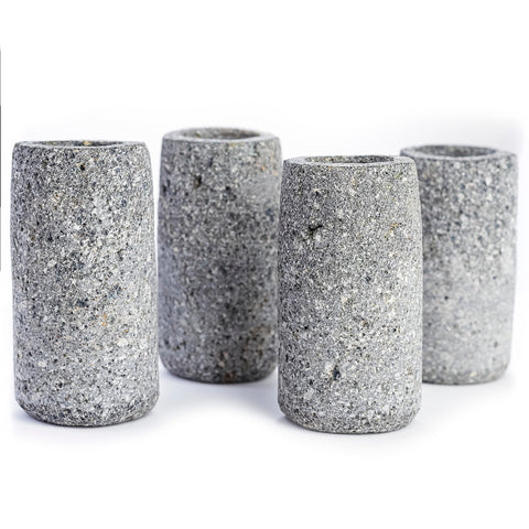 Volcanic Basalt Stone Shot Glasses – Round | Set of 4 | 2 oz - MEXTEQUIL
