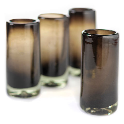 Hand Blown Shot Glasses - Set of 4 - 2 Oz (Smoke) - MEXTEQUIL