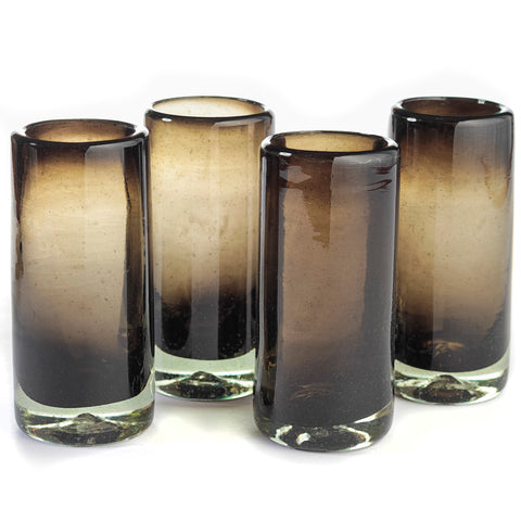 Hand Blown Shot Glasses - Set of 4 - 2 Oz (Smoke) - MEXTEQUIL