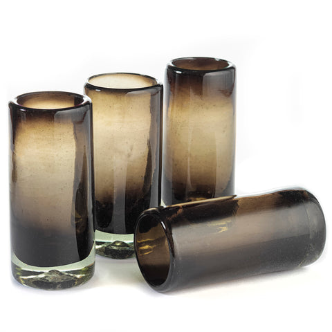 Hand Blown Shot Glasses - Set of 4 - 2 Oz (Smoke) - MEXTEQUIL