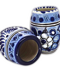 Talavera Shot Glasses - Set of 4 - 2 Oz (Blue Barrel) - MEXTEQUIL: MEXICRAFT IMPORTS LLC