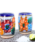 Talavera Shot Glasses - Set of 4 - 2 Oz (Flowers Barrel) - MEXTEQUIL: MEXICRAFT IMPORTS LLC