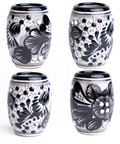 Talavera Shot Glasses - Set of 4 - 2 Oz (Black Barrel) - MEXTEQUIL: MEXICRAFT IMPORTS LLC