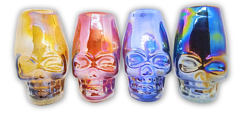 MEXTEQUIL - Mexican Hand Blown Skull Shot Glasses - Set of 4 pcs - 2 Oz (Colors) - MEXTEQUIL: MEXICRAFT IMPORTS LLC