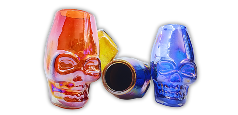 MEXTEQUIL - Mexican Hand Blown Skull Shot Glasses - Set of 4 pcs - 2 Oz (Colors) - MEXTEQUIL: MEXICRAFT IMPORTS LLC