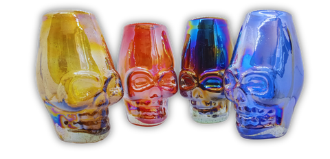 MEXTEQUIL - Mexican Hand Blown Skull Shot Glasses - Set of 4 pcs - 2 Oz (Colors) - MEXTEQUIL: MEXICRAFT IMPORTS LLC