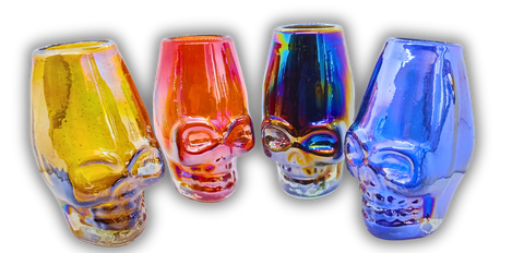 MEXTEQUIL - Mexican Hand Blown Skull Shot Glasses - Set of 4 pcs - 2 Oz (Colors) - MEXTEQUIL: MEXICRAFT IMPORTS LLC