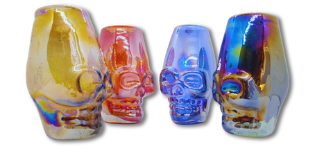 MEXTEQUIL - Mexican Hand Blown Skull Shot Glasses - Set of 4 pcs - 2 Oz (Colors) - MEXTEQUIL: MEXICRAFT IMPORTS LLC