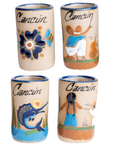 Ceramic Tequila Shot Glasses - Set of 4 - 2 Oz - Beach Collection (Cancun) - MEXTEQUIL: MEXICRAFT IMPORTS LLC