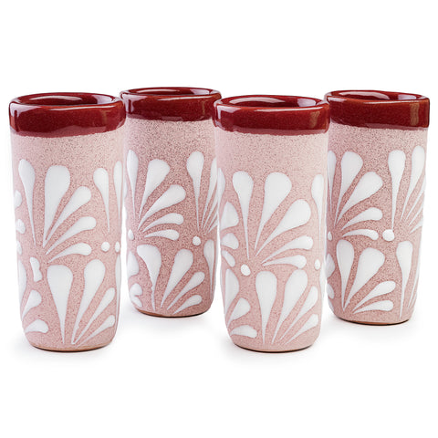 Handcrafted Floral Ceramic Tequila Shot Glasses – Traditional Mexican Design | Set of 4 - MEXTEQUIL