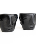 Black Clay Mexican Shot Glasses - Set of 4 - 2 Oz (Faces) - MEXTEQUIL: MEXICRAFT IMPORTS LLC