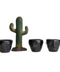 Black Clay Mexican Shot Glasses - Set of 4 - 2 Oz (Faces) - MEXTEQUIL: MEXICRAFT IMPORTS LLC