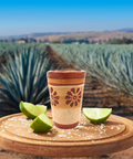 Terracotta Shot Glasses - Set of 4 - 2 Oz (Flowers) - MEXTEQUIL: MEXICRAFT IMPORTS LLC