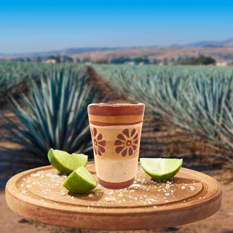 Terracotta Shot Glasses - Set of 4 - 2 Oz (Flowers) - MEXTEQUIL: MEXICRAFT IMPORTS LLC