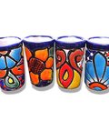 Talavera Shot Glasses - Set of 4 - 2 Oz (Flowers) - MEXTEQUIL: MEXICRAFT IMPORTS LLC