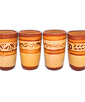 Terracotta Shot Glasses - Set of 4 - 2 Oz (Flourishes) - MEXTEQUIL: MEXICRAFT IMPORTS LLC