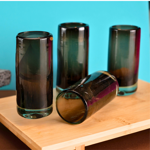 Hand Blown Shot Glasses - Set of 4 - 2 Oz (Smoke) - MEXTEQUIL: MEXICRAFT IMPORTS LLC