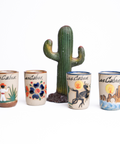 Ceramic Tequila Shot Glasses - Set of 4 - 2 Oz - Beach Collection (Los Cabos) - MEXTEQUIL: MEXICRAFT IMPORTS LLC