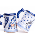 Talavera Shot Glasses - Set of 4 - 2 Oz (Blue/Flowers w/Handle) - MEXTEQUIL: MEXICRAFT IMPORTS LLC