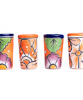 Talavera Shot Glasses - Set of 4 - 2 Oz (Orange) - MEXTEQUIL: MEXICRAFT IMPORTS LLC