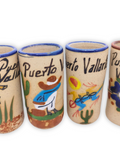 Ceramic Tequila Shot Glasses - Set of 4 - 2 Oz - Beach Collection (Puerto Vallarta) - MEXTEQUIL: MEXICRAFT IMPORTS LLC