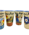 Ceramic Tequila Shot Glasses - Set of 4 - 2 Oz - Beach Collection (Riviera Maya) - MEXTEQUIL: MEXICRAFT IMPORTS LLC