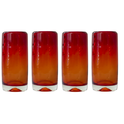 Hand Blown Shot Glasses - Set of 4 - 2 Oz (Red) - MEXTEQUIL: MEXICRAFT IMPORTS LLC