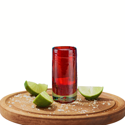 Hand Blown Shot Glasses - Set of 4 - 2 Oz (Red) - MEXTEQUIL: MEXICRAFT IMPORTS LLC