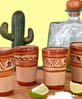 Terracotta Shot Glasses - Set of 4 - 2 Oz (Flourishes) - MEXTEQUIL: MEXICRAFT IMPORTS LLC