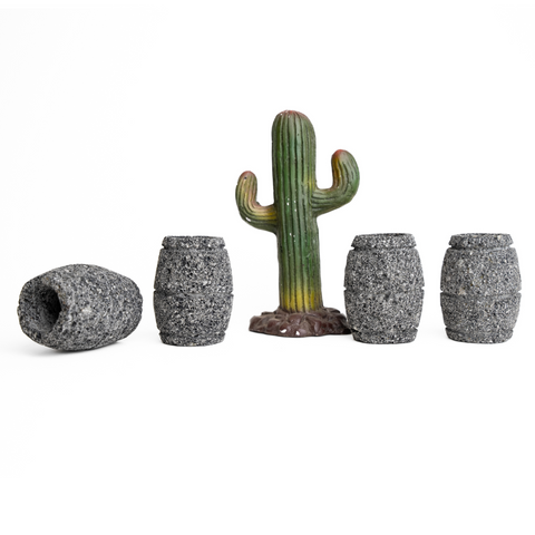 Stone Shot Glasses - Set of 4 - 1.5 Oz (Barrel) - MEXTEQUIL: MEXICRAFT IMPORTS LLC