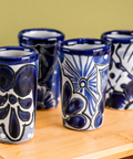 Talavera Shot Glasses - Set of 4 - 2 Oz (Classic Blue) - MEXTEQUIL: MEXICRAFT IMPORTS LLC